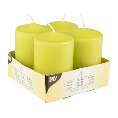4 Stumpenkerzen Ø 50 mm 80 mm kiwi