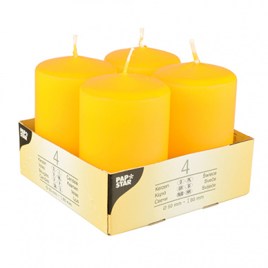 4 Stumpenkerzen Ø 50 mm 80 mm gelb
