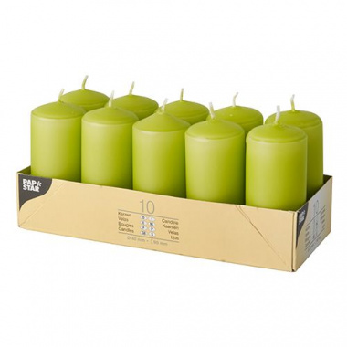 10 Stumpenkerzen Ø 40 mm 90 mm kiwi