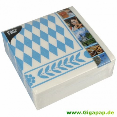 50 Servietten 1/4-Falz 40 cm x 40 cm -Bayrisch Blau-