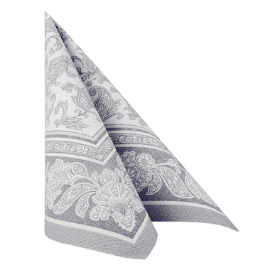 20 Servietten \ROYAL Collection\ 1/4-Falz 40 cm x 40 cm grau \Ornaments\- 11411
