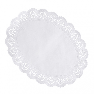 100 Tortenspitzen oval 36 cm x 28 cm weiss
