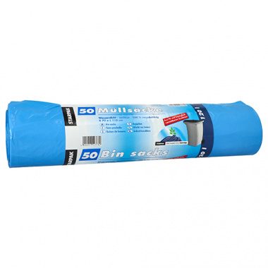 50 Mllscke, HDPE 120 l 110 cm x 70 cm blau mit biologisch verrottbaren Zustzen