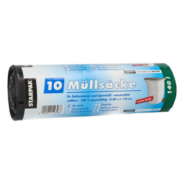 10 Müllsäcke, LDPE 140 l 110 cm x 80 cm schwarz