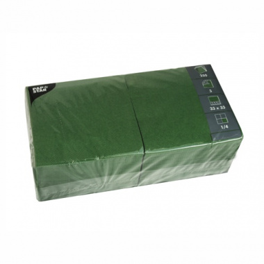 250 Servietten, 3-lagig 1/4-Falz 33 cm x 33 cm dunkelgrün