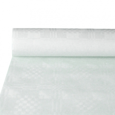 Papiertischtuch mit Damastprägung 10 m x 1 m weiss