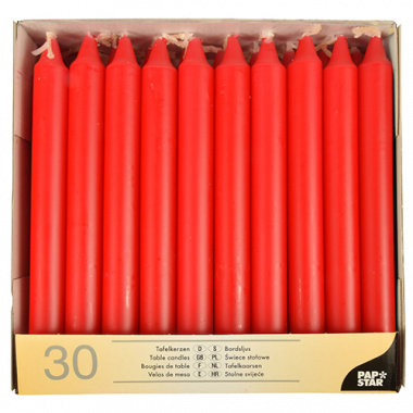 30 Tafelkerzen Ø 2,15 cm 19,6 cm rot