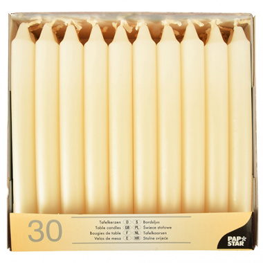 30 Tafelkerzen Ø 2,15 cm 19,6 cm creme