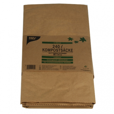 2 Kompostsäcke, 2-lagiges Kraftpapier 240 l 115 cm x 80 cm x 35 cm braun
