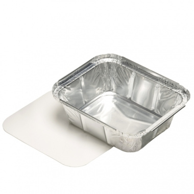25 Schalen, Alu + Einlegdeckel, Pappe PE beschichtet eckig 0,5 l 14,1 cm x 11,6 cm x 4,1 cm