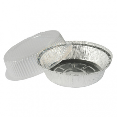 25 Schalen, Alu mit Dom-Deckel, PS rund 770 ml Ø 18,2 cm 8 cm