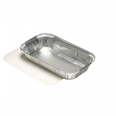 10 Schalen, Alu + Einlegdeckel, Pappe PE beschichtet eckig 650 ml 22 cm x 12,8 cm x 3,3 cm für Lasagne