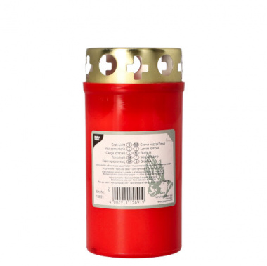 Grablicht T3 mit Golddeckel Ø 6,4 cm 12,5 cm rote Hülle