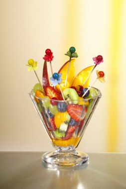 144 Deko-Picker 7 cm farbig sortiert -Beeren-