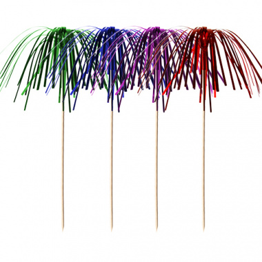 100 Deko-Picker 15,5 cm farbig sortiert -Feuerwerk-