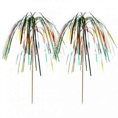 100 Deko-Picker 15,5 cm -Feuerwerk- multicolor