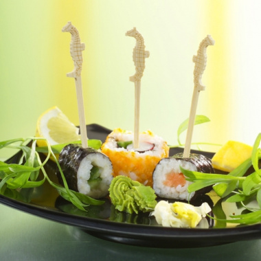 200 Fingerfood - Spieße 9 cm -Seepferdchen-
