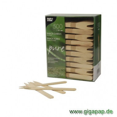 500 Snack-Gabeln, Holz -pure- 12,1 cm