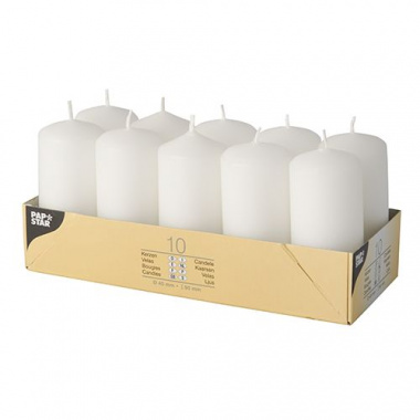 10 Stumpenkerzen Ø 40 mm 90 mm weiss