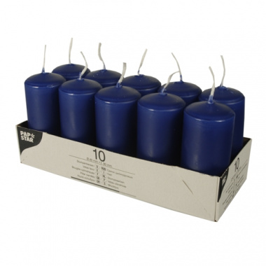10 Stumpenkerzen Ø 40 mm 90 mm dunkelblau