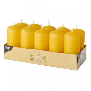 10 Stumpenkerzen Ø 40 mm 90 mm goldgelb