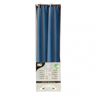 8 Leuchterkerzen Ø 2,2 cm 25 cm dunkelblau aus 100 % Stearin