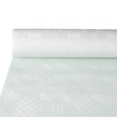 Papiertischtuch mit Damastprägung 10 m x 1,2 m weiss