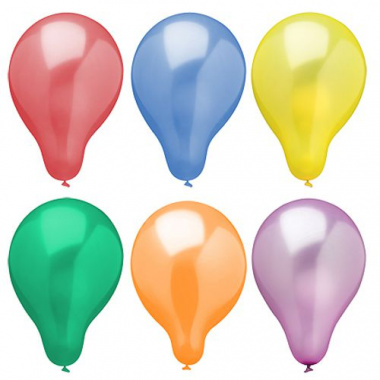 6 Luftballons Ø 25 cm farbig sortiert -Metallic-