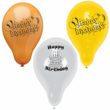 10 Luftballons Ø 25 cm farbig sortiert -Happy Birthday-