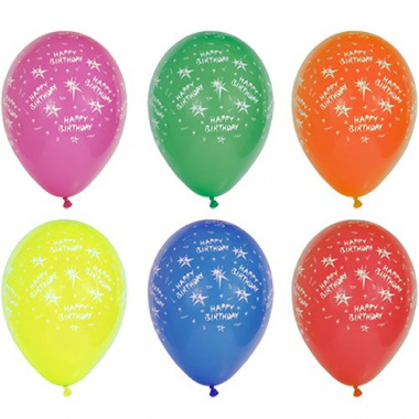 10 Luftballons  25 cm farbig sortiert -Happy Birthday-