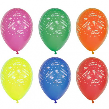 10 Luftballons Ø 25 cm farbig sortiert -Happy Birthday-