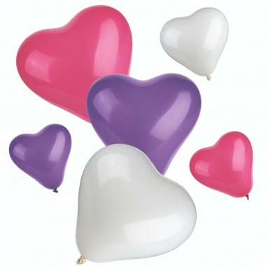 12 Luftballons farbig sortiert -Herz- small + medium