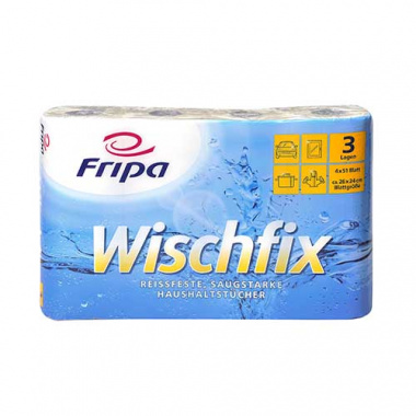 4 Rollen Küchenrollen Wischfix 3-lagig 26 cm x 24 cm weiss à 51 Blatt
