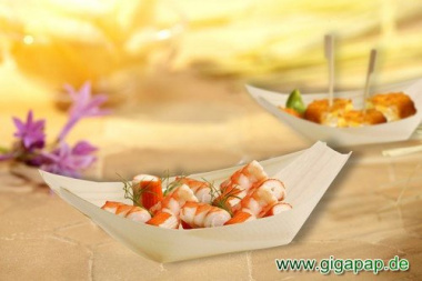 50 Fingerfood - Schalen, Holz 11 cm x 6,5 cm Schiffchen