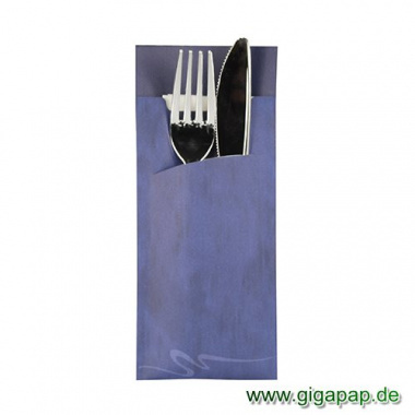 520 Bestecktaschen 20 cm x 8,5 cm blau inklusive weier Serviette 33x33 cm