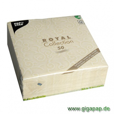 50 Servietten ROYAL Collection 1/4-Falz 40 cm x 40 cm champagner Casali