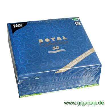 50 Servietten ROYAL Collection 1/4-Falz 40 cm x 40 cm dunkelblau Casali