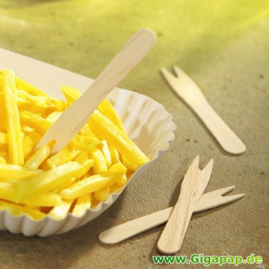 1000 Pommes-Frites-Gabeln, Holz -pure- 8,5 cm