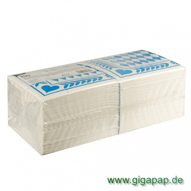 250 Servietten, 3-lagig 1/4-Falz 33 cm x 33 cm -Bayrisch Blau-