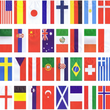 Flaggenkette, Papier 10 m -32 Nationen- schwer entflammbar