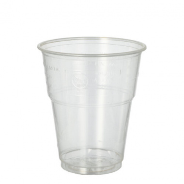 25 Kaltgetränkebecher, PLA -pure- 0,3 l Ø 9,5 cm 11 cm glasklar mit Schaumrand