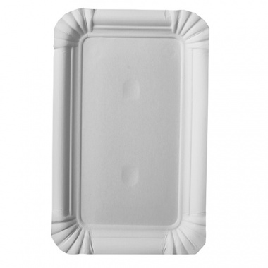25 Teller, Pappe -pure- eckig 10 cm x 16 cm weiss