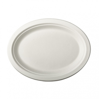 50 Teller, Zuckerrohr -pure- oval 26 cm x 20 cm x 2 cm weiss