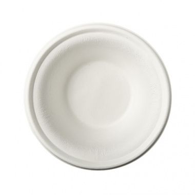 50 Schalen, Zuckerrohr -pure- 380 ml Ø 15,1 cm 4,6 cm weiss
