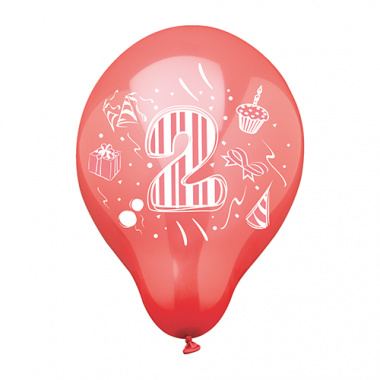 6 Zahlenluftballons  25 cm farbig sortiert -2-