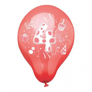 6 Zahlenluftballons  25 cm farbig sortiert -4-