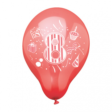 6 Zahlenluftballons  25 cm farbig sortiert -8-