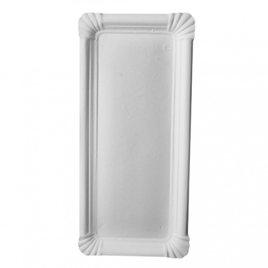 250 Teller, Pappe -pure- eckig 11 cm x 24 cm weiss