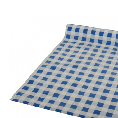 Tischdecke, Folie 50 m x 80 cm blau -Karo-