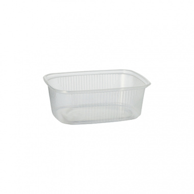 100 Verpackungsbecher, PP eckig 200 ml 3,9 cm x 8,1 cm x 10,8 cm transparent
